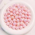 14mm light pink acrylic beads with colorful AB coating for DIY jewelry and keychains - Pink