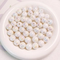 14mm round acrylic beads with iridescent AB finish for DIY jewelry and phone chains - White