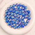 14mm acrylic dark blue round beads with iridescent AB coating for DIY jewelry making - Sapphire Blue
