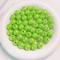 Polished 14mm grass green acrylic beads with pearlescent finish for DIY jewelry - Fruit Green