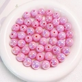 14mm pink iridescent acrylic beads with UV rainbow coating for DIY jewelry making - Rose Red