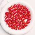 14mm iridescent red acrylic round beads with AB coating for DIY jewelry making - Red