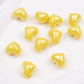 Bright yellow heart-shaped acrylic beads with horizontal holes for DIY jewelry making - Yellow