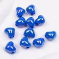 Polished blue heart-shaped DIY beads with side holes for jewelry making projects - Sapphire Blue