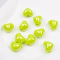 Bright green glossy heart-shaped resin beads for DIY jewelry and crafts making - Green