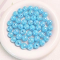 Light blue 14mm acrylic beads with iridescent shell finish for DIY jewelry crafts - Lake Blue