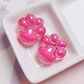 Pink translucent acrylic cat paw beads with high gloss finish for DIY craft accessories - Single Piece (Approx. 26mm) / Rose Red