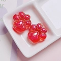 Close-up of translucent red acrylic cat paw beads for DIY phone chain and crafts - Single Piece (Approx. 26mm) / Red