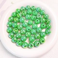14mm green pearlescent acrylic round beads for DIY jewelry and phone chain making - Dark Green