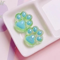 Close-up of cute green and blue acrylic cat paw beads for DIY phone chain making - Single Piece (Approx. 26mm) / Green
