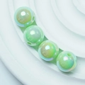 Luminous mint green round beads with iridescent AB coating for DIY jewelry making - 04-Green / 8mm (sold Per Piece)