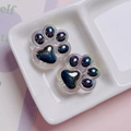 Translucent acrylic cat paw beads with starry blue shimmer for DIY phone chains - Single Piece (Approx. 26mm) / Black