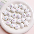 Cute white 20mm acrylic rabbit head charms with happy faces for DIY jewelry making - 20mm (2mm Aperture) / Matte White