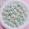 Macro detail of hand-painted mint green acrylic 3D beads for DIY jewelry making - Mint Green Sculpted Cartoon Style (06) / 16mm
