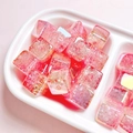 Pink gradient acrylic cube beads with crackle texture for DIY jewelry making - Diameter 15mm Hole 3.8mm / Pink Yellow