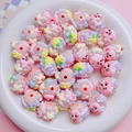 Macro shot of pink acrylic pig beads with star and heart patterns for DIY jewelry making - Pink 3D Star Pig Style (01) / 16mm
