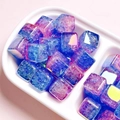 Acrylic colorful gradient cube crackle beads with large holes for DIY jewelry making - Diameter 15mm Hole 3.8mm / Blue Purple
