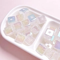 Macro shot of colorful UV gradient acrylic square crackle beads for DIY jewelry making - Diameter 15mm Hole 3.8mm / White