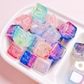 Acrylic UV gradient cube beads with crackle texture for DIY jewelry and phone chains - Diameter 15mm Hole 3.8mm / Random Mixed Colors