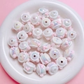 16mm ιριδίζουσες λευκές χάντρες DIY με 3D ροζ λουλούδια για κατασκευή κοσμημάτων - 16mm / 02-Πέρλα Λευκό Ροζ Καρδιά