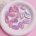 Macro shot of cute cloud-shaped iridescent acrylic beads for DIY jewelry making and crafts - Luminous Pink Purple