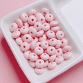Primo piano di perline a forma di abaco in acrilico rosa macaron per creazione gioielli - 8mm (Foro 1.5mm) / Rosa Chiaro (08)