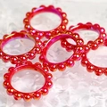 Iridescent red acrylic beaded ring beads for DIY jewelry making and craft projects - Diameter approx 42mm Hole approx 2.5mm / Red