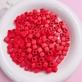 Vibrant red 7mm square acrylic beads with center holes for DIY phone chain jewelry - 100Pcs Per Pack / Red