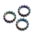 Three-piece set of iridescent rainbow stainless steel beaded rings for DIY jewelry making - Diameter approx 42mm Hole approx 2.5mm / 02-Black