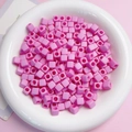 7mm bright pink square acrylic beads with large holes for DIY jewelry and phone chains - 100Pcs Per Pack / Rose Red