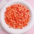 7mm bright orange square acrylic beads with round holes for DIY jewelry and phone chains - 100Pcs Per Pack / Orange
