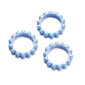 Light blue pearlized acrylic round beads with a textured floral edge for jewelry DIY - Diameter approx 42mm Hole approx 2.5mm / Blue