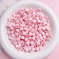 Light pink 7mm square acrylic beads with large holes for DIY jewelry and phone chains - 100Pcs Per Pack / Pink