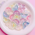 Rainbow-shaped macaron acrylic beads with iridescent finish for DIY jewelry crafts - Size Approx 16.5*28.5mm (Single Piece) / Random Mixed Colors