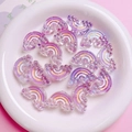 Detailed view of purple iridescent rainbow resin charms in a white ceramic dish - Size Approx 16.5*28.5mm (Single Piece) / Purple