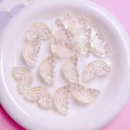 Macro shot of colorful acrylic rainbow charms for DIY phone chains and hair accessories - Size Approx 16.5*28.5mm (Single Piece) / Off White