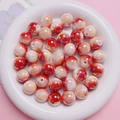 Perle in acrilico da 16mm con motivo marmorizzato rosso e beige e finitura perlata - Caffè e Arancione