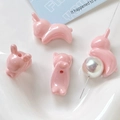 Perline a coniglio in acrilico rosa per gioielli fai-da-te con finitura in resina - Perlina a Coniglio Sciolta / Rosa