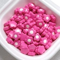 Macro view of rose pink acrylic flower beads with white center for DIY jewelry making - 10mm (1.2mm Hole) / Rose Red
