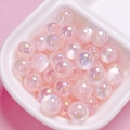 Pink translucent jelly cat-eye acrylic beads with AB aurora coating for DIY jewelry making - 10mm / Pink