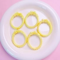 Five yellow resin oval photo frame charms with bows for DIY jewelry and phone chains - Yellow