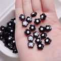 Macro shot of black and white acrylic flower beads for DIY jewelry and phone chains - 10mm (1.2mm Hole) / Black