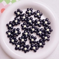 20mm dark purple acrylic flower beads with yellow center for DIY jewelry making - Black