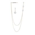 Detail of elegant gold hair clip with long hanging pearl tassels and minimalist design - Gold