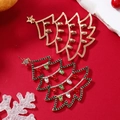 Orecchini a forma di albero di Natale con strass verdi e cristalli colorati su fondo rosso - Albero di Natale Colorato Vuoto Intarsiato (WEH2439) / Colorato