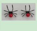 Elegant spider earrings featuring bright red pearls and a gothic black finish for women - Black Red Pearl
