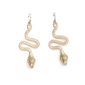 Gothic punk gold snake earrings with detailed scale texture and curved serpent design - Eco-friendly KC Gold