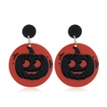 Halloween pumpkin lantern face acrylic drop earrings for women in red and black - Pumpkin Printed Style / Red & Black (White K Plating)