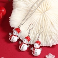 Conjunto de joyas de muñeco de nieve navideño con collar colgante y pendientes de esmalte - Conjunto De Collar Y Pendientes De Muñeco De Nieve (WTZ016)