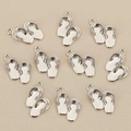 Polished silver 18k gold plated flip-flop charms for DIY jewelry making and pendants - Double Overlapping Flip-Flops / Silver Style 2